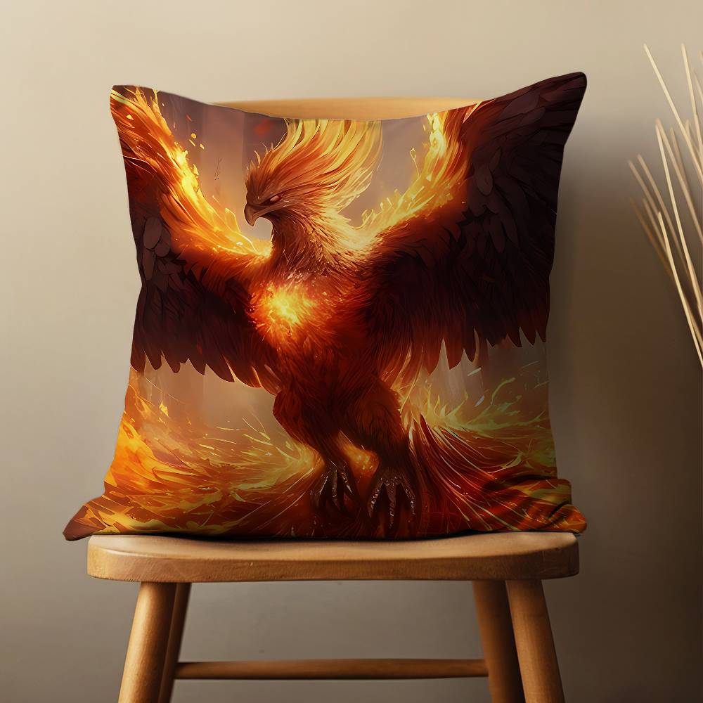 Myth Art Flame Phoenixs Throw Pillow Case Living Room Sofa Cushion Cover For Home Bedroom Decoration And Protector