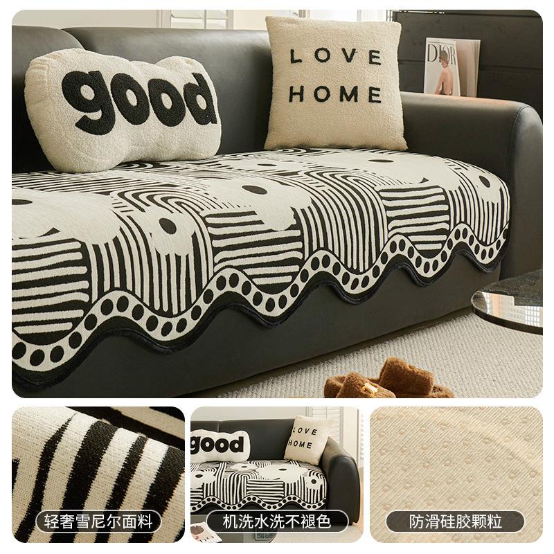 

Light Luxury Special-Shaped Irregular Sofa Cushion, Universal Non-Slip In All Seasons, Chenille Straight Row Sofa, Seat Cushion Cover 90*70cm