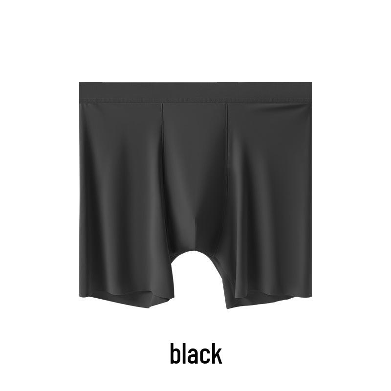 Men's Extended Length Seamless Ice Silk Boxer Briefs - Anti-Chafing, Breathable, Large Size, Thin, Ideal for Sports & Running