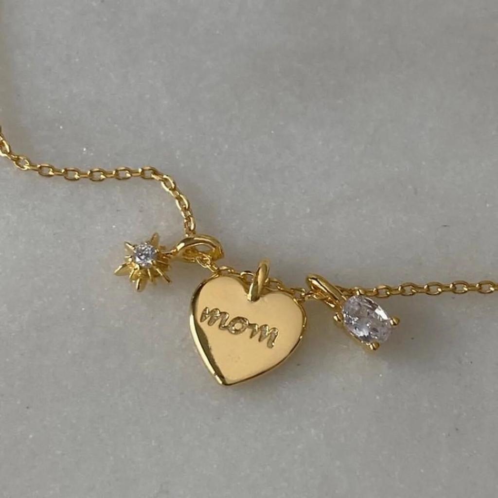 Fashion Heart Pendant Star Zirconia Gold Color Necklace Women's Trend Party Jewelry Accessories Gifts