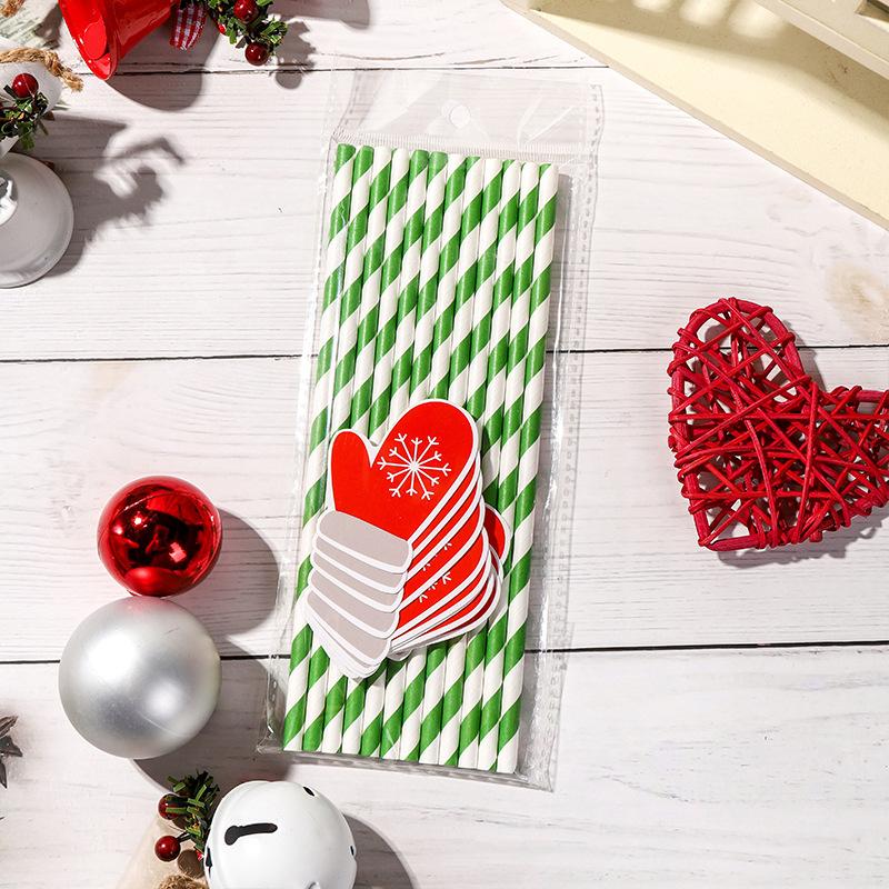 12pcs/pack Christmas Paper Straws Santa Claus Snowman Christmas Party Decoration Straw 2026 New Year Party Supply