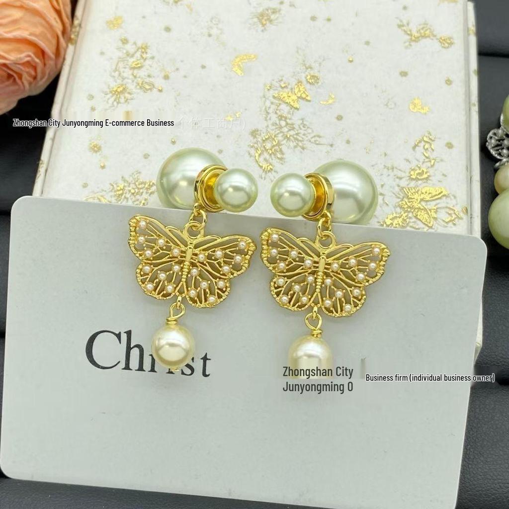 25 New D-House Bow Cutout Pearl Stud Earrings: Vintage Style, Elegant Silver Needle for Women