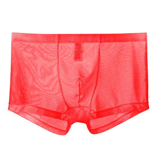 Men Boxers Breathable Elastic Mesh Low Waist Ice Silk Cooling Anti-septic See-through Men