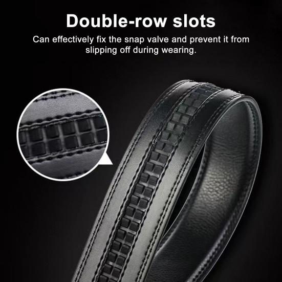 Men Belt Automatic Buckle Soft Simulated Leather Adjustable No Hole Belt with Fake Pin Design Quick Release Jeans Trousers Belt