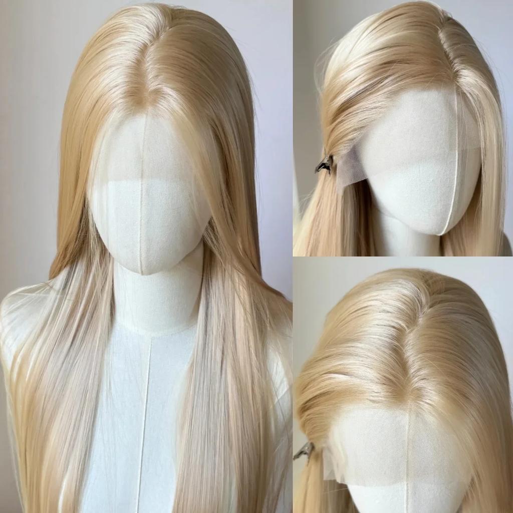 Ashely Blonde Wig 26inch 13x4 Lace Front Cosplay Wigs 613 Long Straight Natural Silky Synthetic Lace Frontal Wig for Daily Use