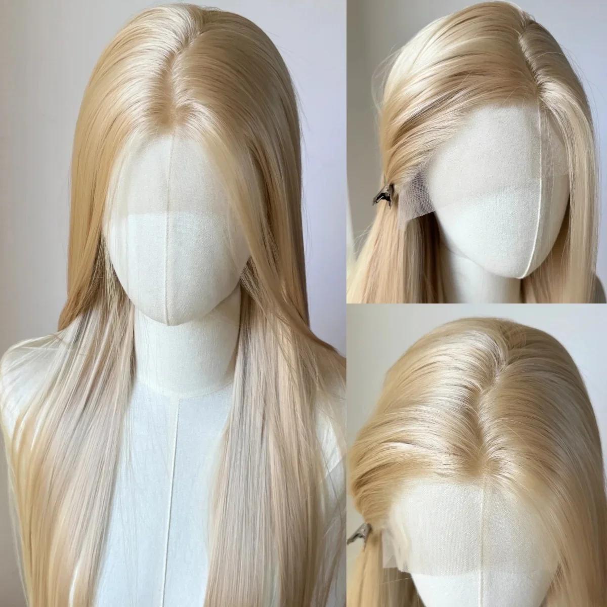 

Ashely Blonde Wig 26inch 13x4 Lace Front Cosplay Wigs 613 Long Straight Natural Silky Synthetic Lace Frontal Wig for Daily Use (Pale Gold,24inches) бледный золота