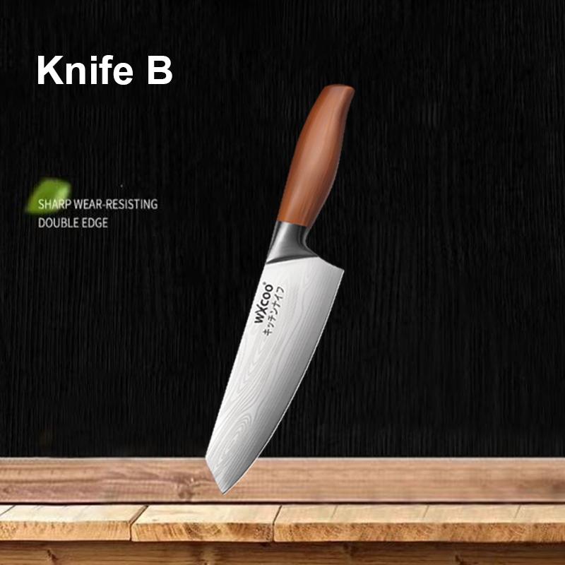 1~4PCS WXCOO Knife Set Stainless Steel Kitchen Fruit Peeler Damascus Pattern Chef Knife Fruit and Vegetables Peeling Tools