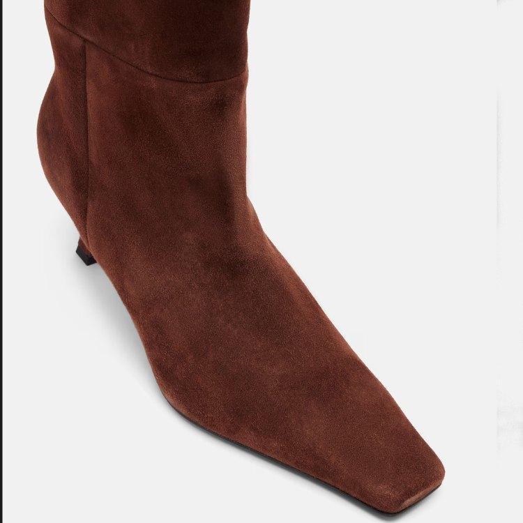 Krazing Pot Flock Autumn Winter Shoes Thin High Heels Big Size 45 Size 44 Size 46 Women Keep Warm Thigh High Boots