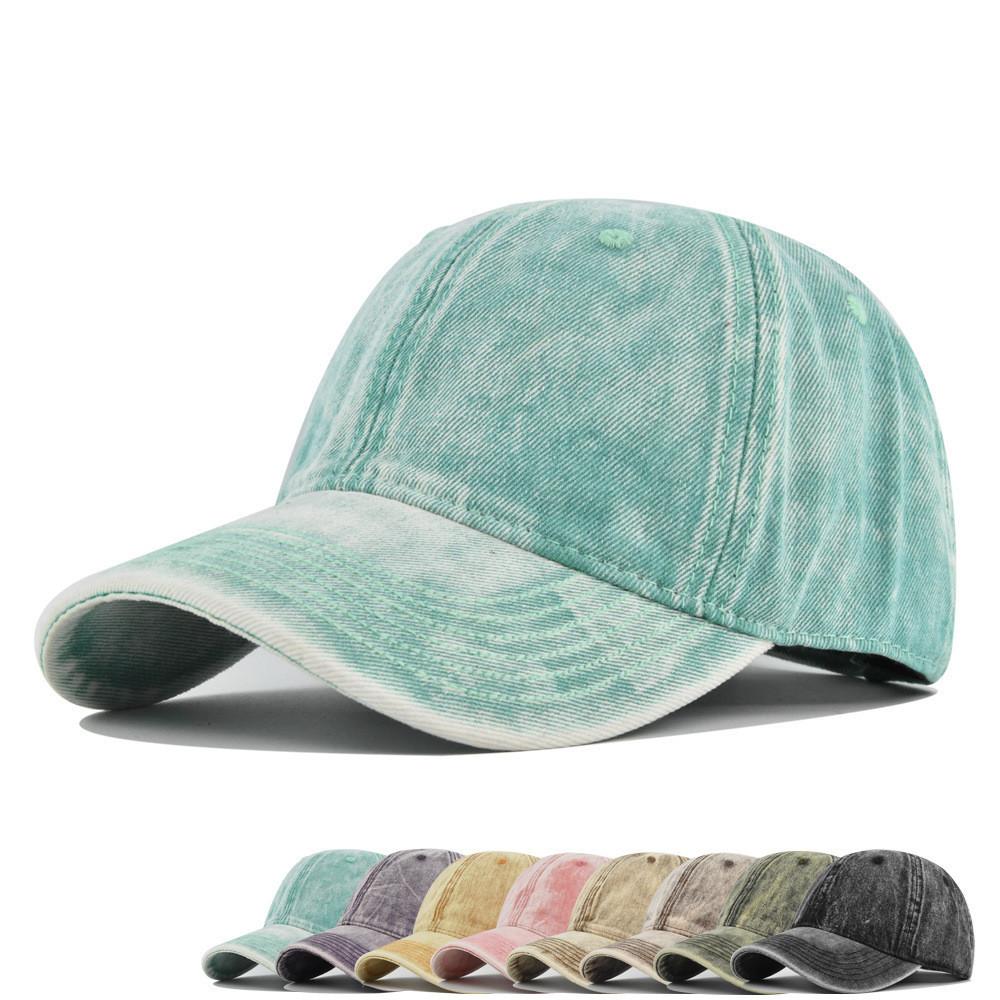 Classic Retro Washed Denim Baseball Cap Adjustable Sun Hat For Men Women In Black