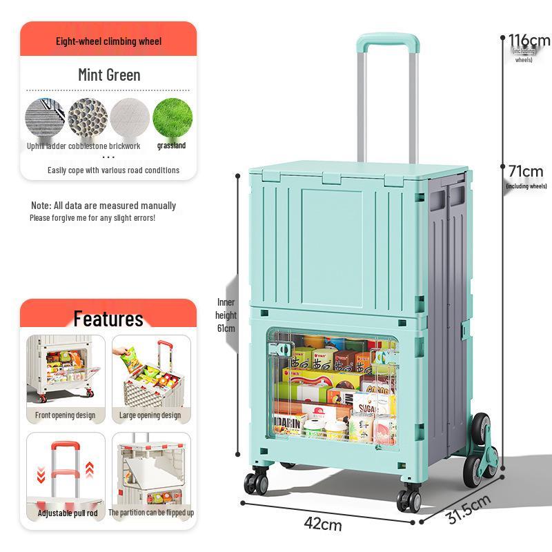 Younai Folding Outdoor Trolley – Portable Shopping Cart for Home & Street Vendors