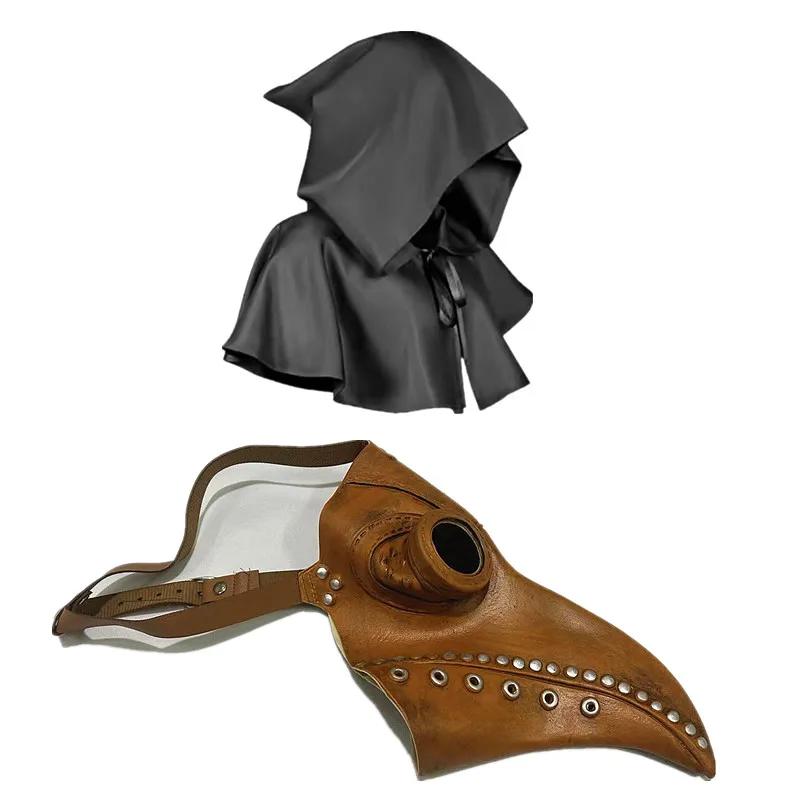 Plague Doctor Mask and Cloak Set Halloween Costume Human Bird Beak Mask Cospaly Costume Steampunk Photography Props Gift