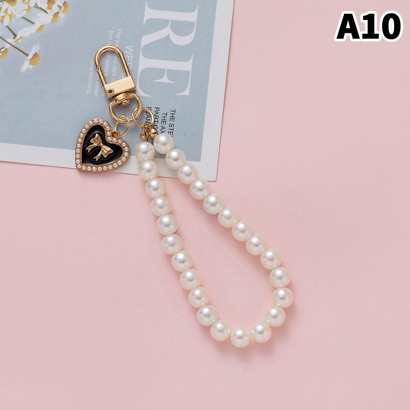 Simulation Pearl Keychains Love Flower Pendant For Bag Car Doll Pendant Beaded Key Charm Decoration For Women Mobile Phone DIY