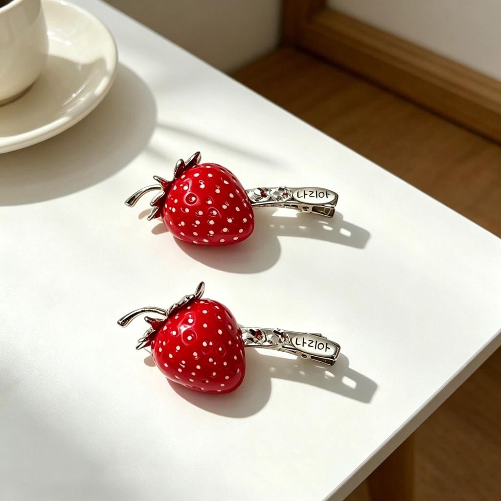 Girly Strawberry Fruit Duckbill Hair Clips Women 2026 New Sweet Daily Vacation Bangs Broken Hair Exquisite Versatile Hair Barrettes for Her