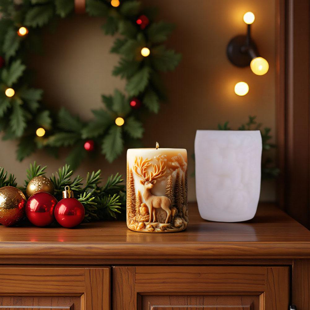 Aromatherapy Candle Silicone Mold DIY Creative Forest Deer 3D Candle Christmas Desktop Decoration Food Grade Easy To Demold
