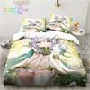 Genshin Impact  Anime Printed Bedding Set Single Twin Full Queen King Size Bed Set Adult Kid Bedroom Bedding Gift