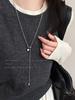 Simple Metal Square Pendant Necklace Women's High-end Light Luxury Niche Sweater Chain Long Pull Adjustable Accessories