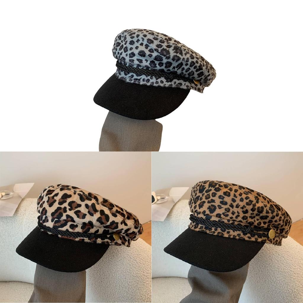 Y2k Leopard Print Beret Hat Unique Embroidered Design For Men's And Women's Style