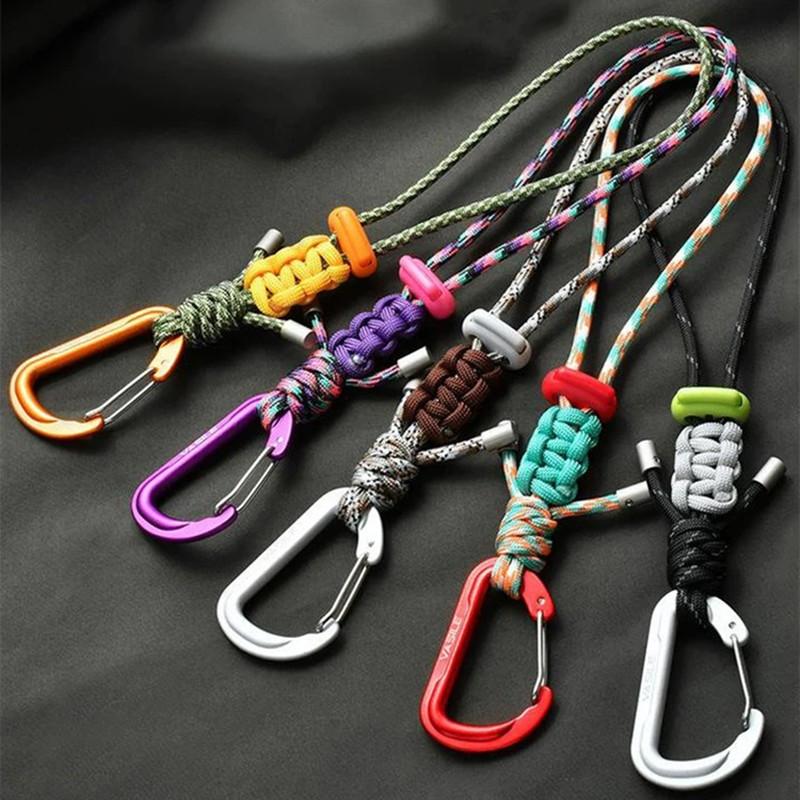 Handmade Paracord Woven Bottle Hook Buckle Outdoor Hiking Camping Tactical Multi-function Sling Carabiner Backpack Accessories 4