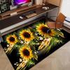 Black Background Sunflower Print Large Rug Soft Living Room Carpet Wear-resistant Floor Mat Sofa Bedroom Home Easy Clean Decor