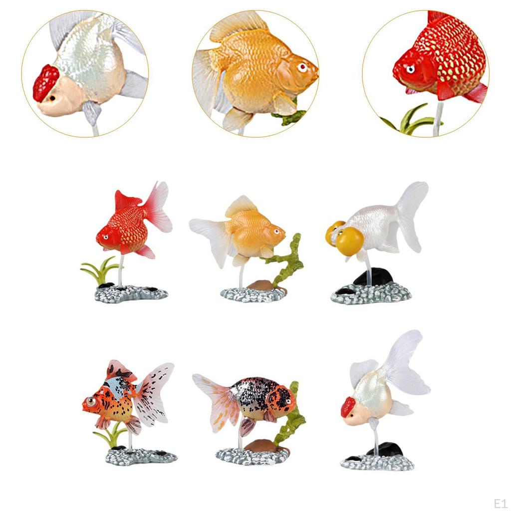 6 Mini Fish Figures for Aquatic Displays, Colorful Life with Stands