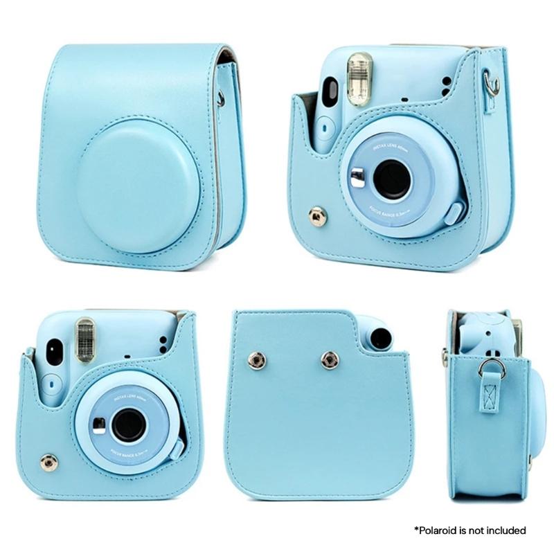 Camera Cover Bag for Instax Mini 11 PU Leather Protector with Shoulder Strap Camera Holder Dustproof Camera Cases