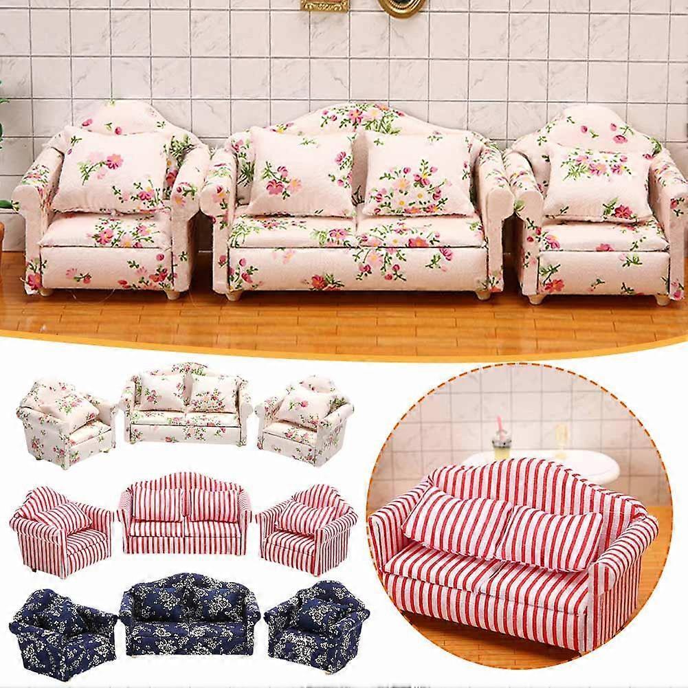 1:12 Scale Doll House Furnitures 3pc Sofa Miniature Doll House