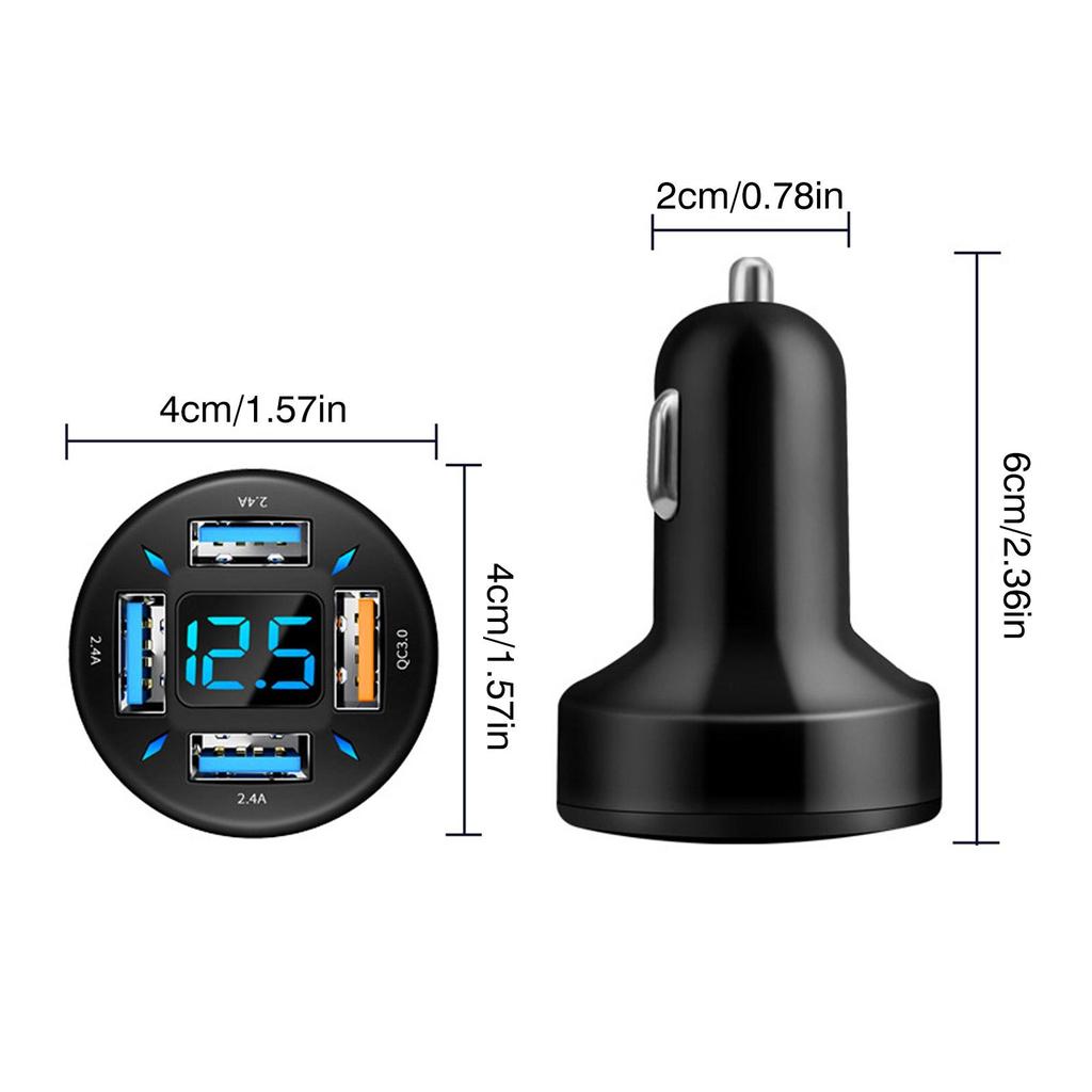 66W 4 Ports USB PD Quick Car Charger QC3.0 Type C Fast Charging Car Adapter Cigarette Lighter Socket Splitter For iPhone Xiaomi