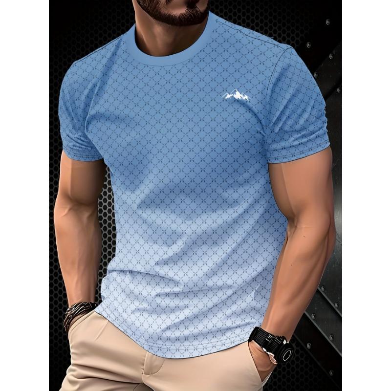 Men s T-shirt - casual round neck, short sleeved, slightly stretchy fabric, breathable summer T-shirt, breathable clothing casual style S