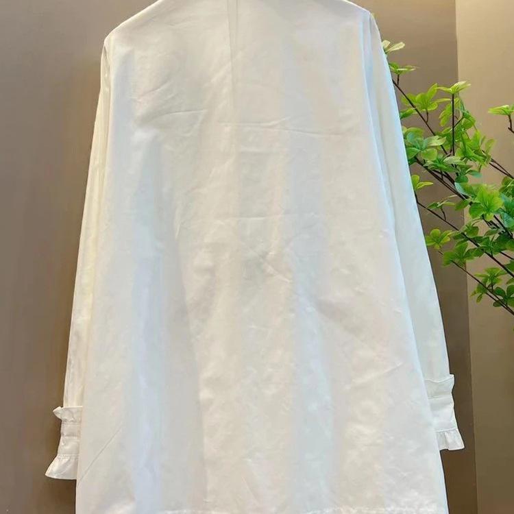 Plus Size Women's Long Sleeve Stand Collar Hotfix Shirt - Mature Style, Solid Color, Versatile Top