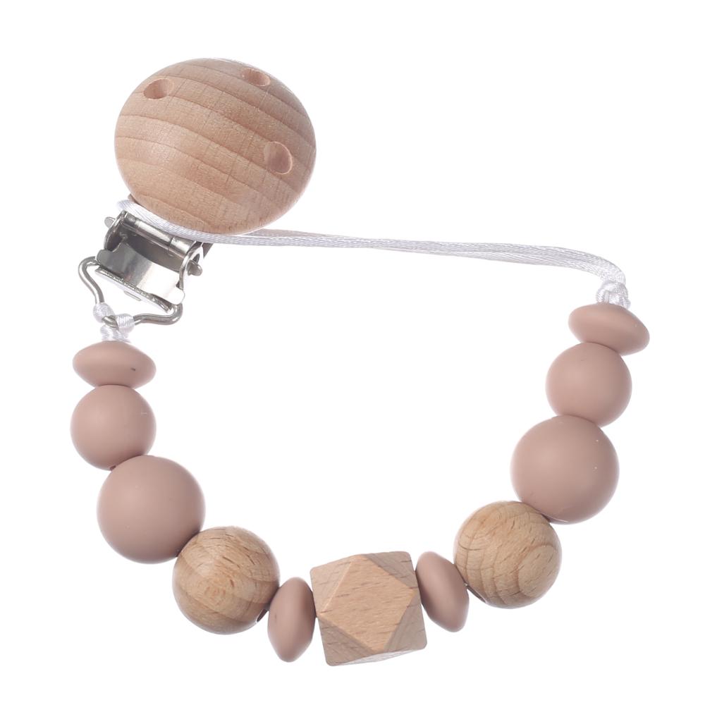 New Baby Pacifier Chain Clips Wood Silicone Round Octagonal Beads Teething Chain For Infant Appease Soother Dummy Holder Clip