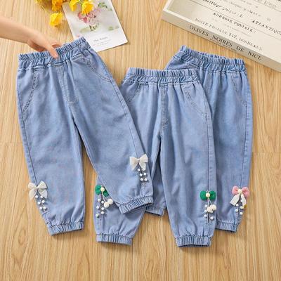 Meisjes Tencel Zomer Negenpunts Jeans: Coole, Ademende, Anti-Muggen Broek
