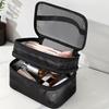 1pcs Mesh Makeup Bag Travel Cosmetics Storage Bag Large Capacity Double Layer Transparent Mesh Wash Bag