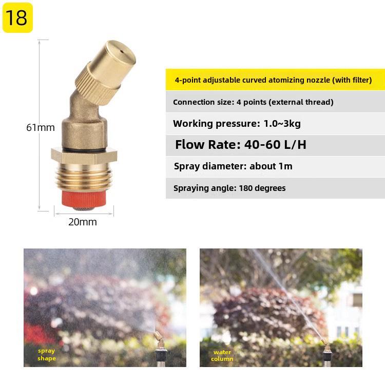 Fine Mist High-Pressure Copper Nozzle for Dust Control and Cooling in Construction and Agriculture