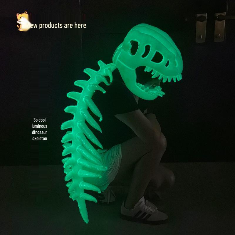 Leuchtende Dinosaurierskelett-Kopfbedeckung: Plüschtier-Hut für Kinder, inspiriert von Lu Han