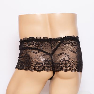 Herren Spitzen Sex-Slips, sexy verführerischer Herren String zweiteiliges Set transparentes Taschendesign T-Hose