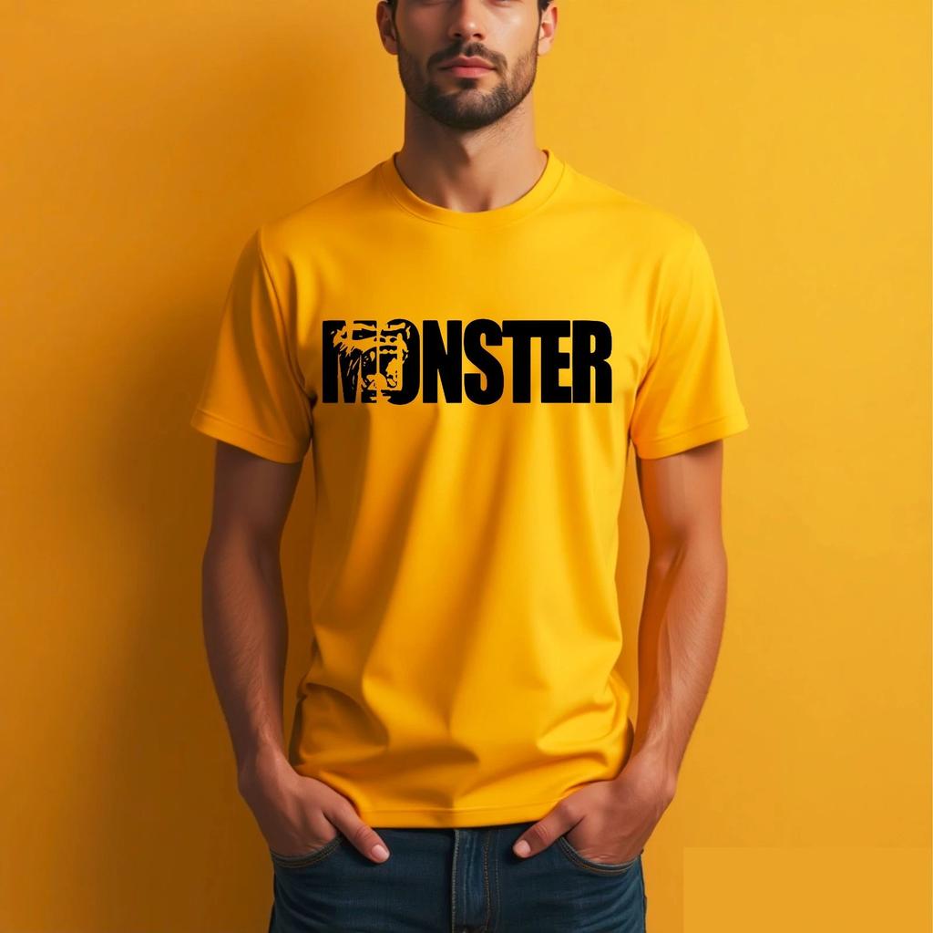 Monster T-Shirt Funny Novelty Printed Gym Fittness Party Gifts Kids Adults Top