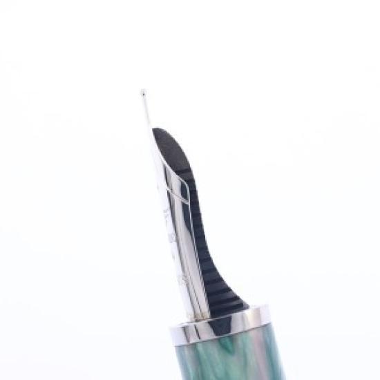 Used Leonardo Momento Zero Grande Fountain Pen | Mother of Pearl Finish | Rhodium Trim | 14K Gold Extra Fine Nib (EF) 