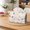 2D Flat, 1 Vintage Tulip Lavender Design Tissue Box Set with Napkin Holder, a Multifunctional Set for Daily Use, Ideal for Home, Napkin Storage, Kitch