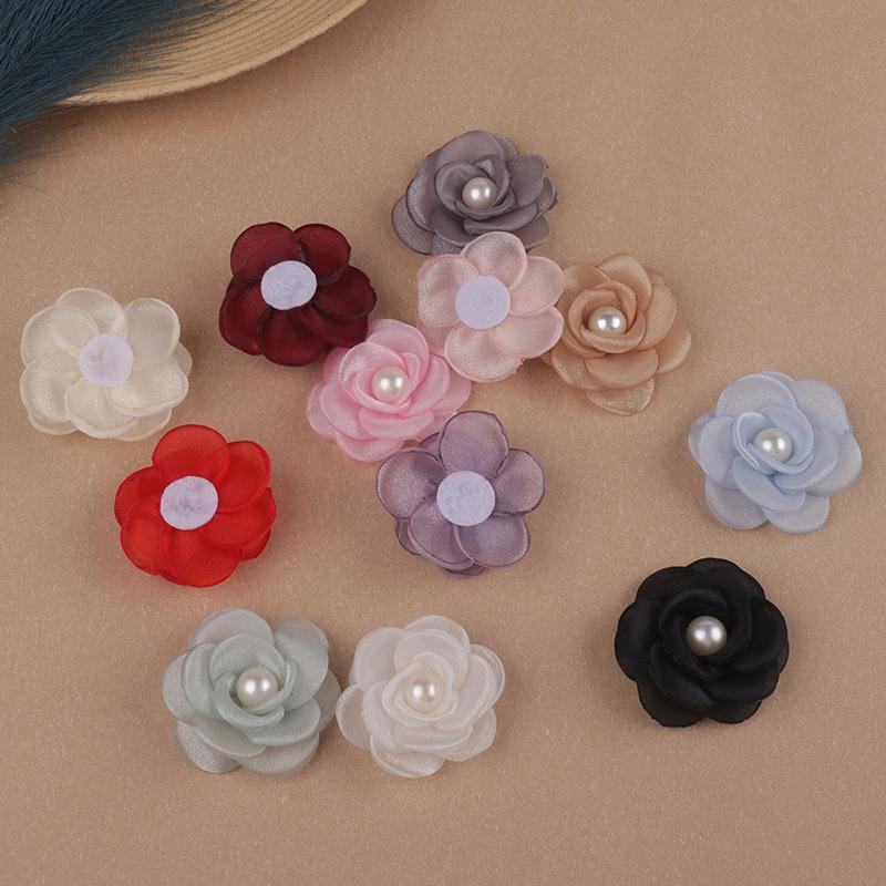 

Цветок из сетчатой ткани Camellia Pearl для украшений и аксессуаров для одежды, DIY корсаж