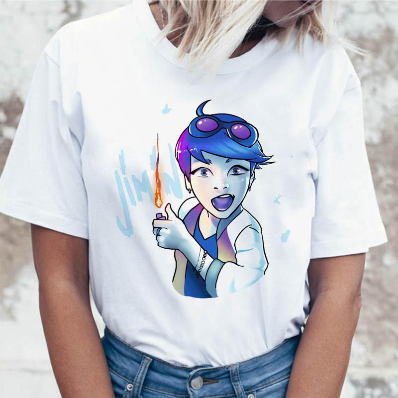 JIN SUGA J HOPE Women JIMIN V JUNGKOOK Top Kpop T Shirt Korean Pop Music Group Short Sleeve Shirt Funny Graphic Female Tee K-pop