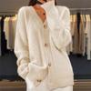 Women's Cable Knit Textured V Neck Long Sleeve Cardigan Solid Color Loose Knit Sweater Coat