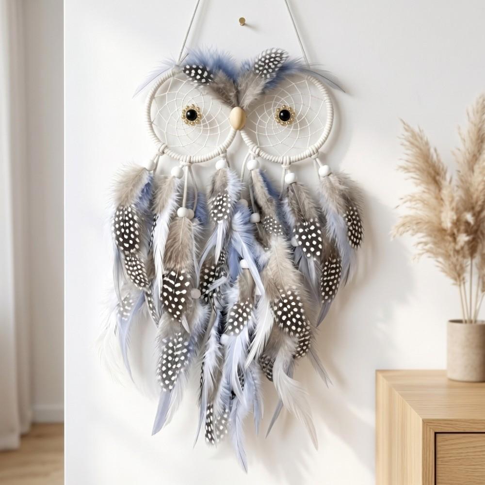 18.8in Owl Dreamcatcher Owl Handmade Dreamcatcher Owl Feather Decor Bedroom Wall Decor