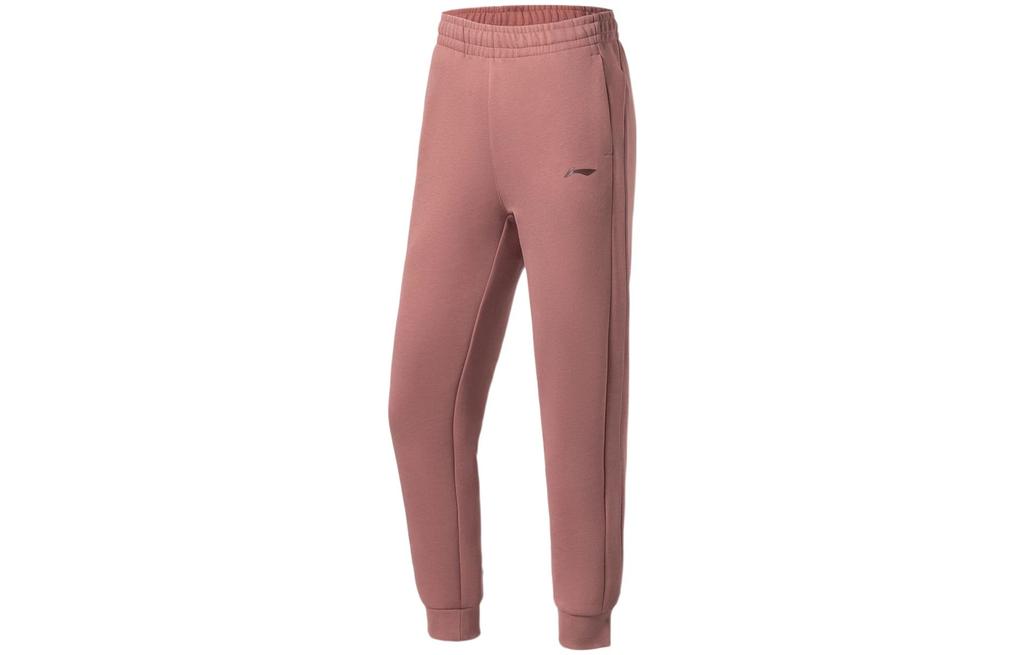 Li Ning Fitness Series Knitted Sweatpants Women's Withered Rose Red AKLS030-4