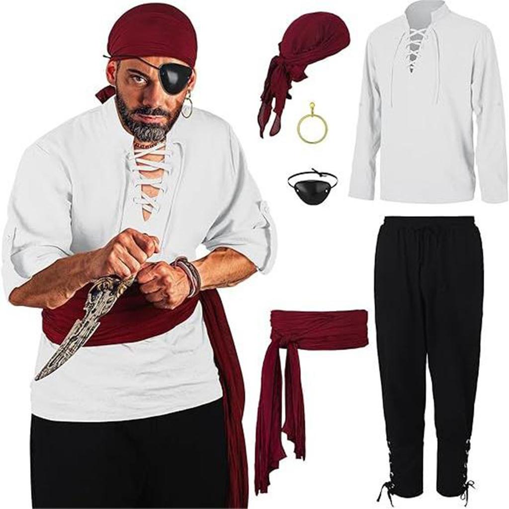 Herren Halloween Piratenkostüm Herren Bühnenkostüm Cosplay Kostüm