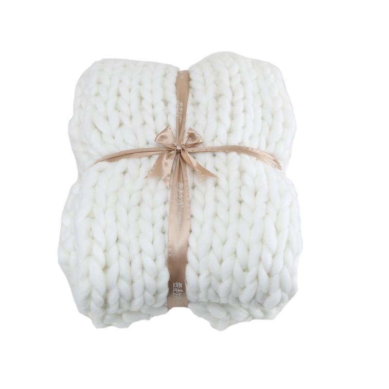 

Акриловый Вязаный Толстый Многоцветный Грубый Плед Тканый Ручной Вязки Плед для Дивана Кровати Осенне-Зимний Плед Для Дома 60*60cm