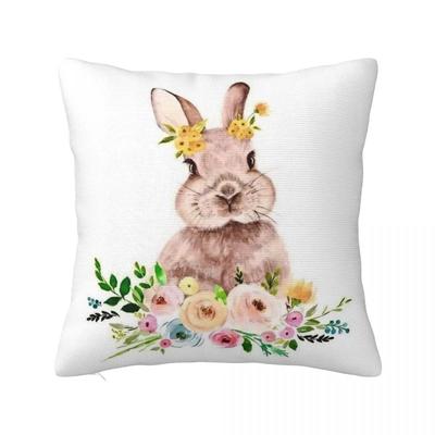 Hase Ostereier Blumen Kissenbezug Bedruckter Stoff Kissenbezug Dekorative Überwurf-Kissenhülle Zuhause Reißverschluss X