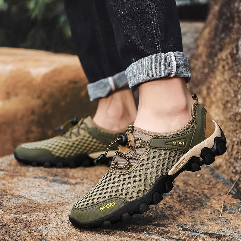 Men's Summer Breathable Sports Casual Shoes Soft Sole Non Slip Sports Flat Single Shoes Lightweight Sneakers