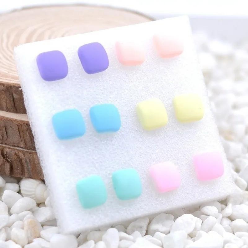 Fashion Jewelry Boutique Rubber Frosted Earrings Earrings 6 Pairs of Plastic Needles