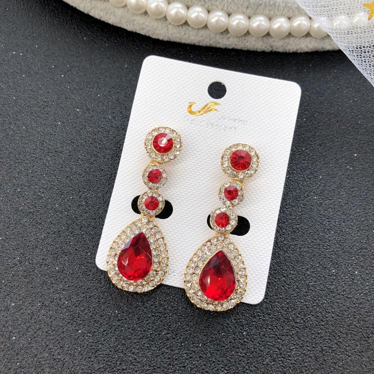 Retro temperament celebrytki kryształowe kolczyki sztyfty z diamentami, damskie luksusowe super błyszczące kolczyki z frędzlami na przyjęcie, proste kolczyki z kamieniami szlachetnymi