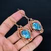 Rainbow Calsilika 999 Copper Wire Wrapped Earrings, Handmade Gemstone Jewelry Earrings For Memorial Day